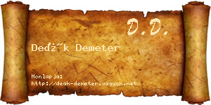 Deák Demeter névjegykártya
